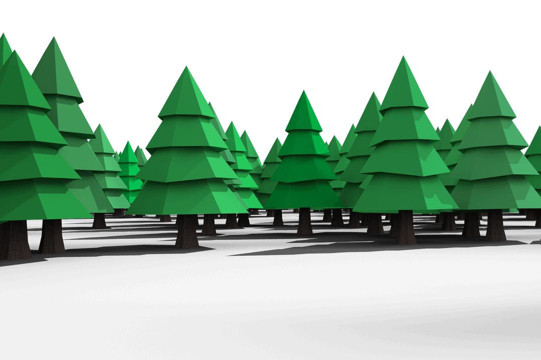 Transparent Illustration of Digital Christmas Trees in Forest