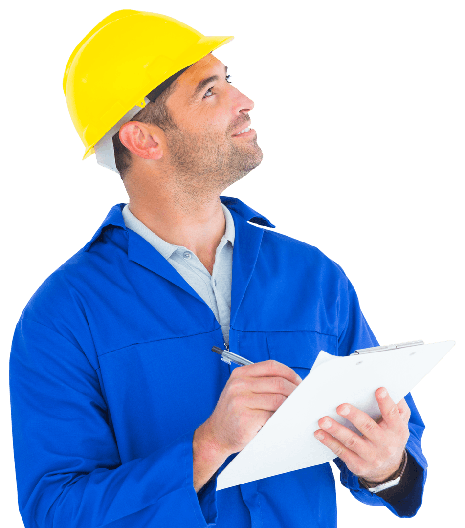 Transparent Construction Supervisor Writing on Clipboard