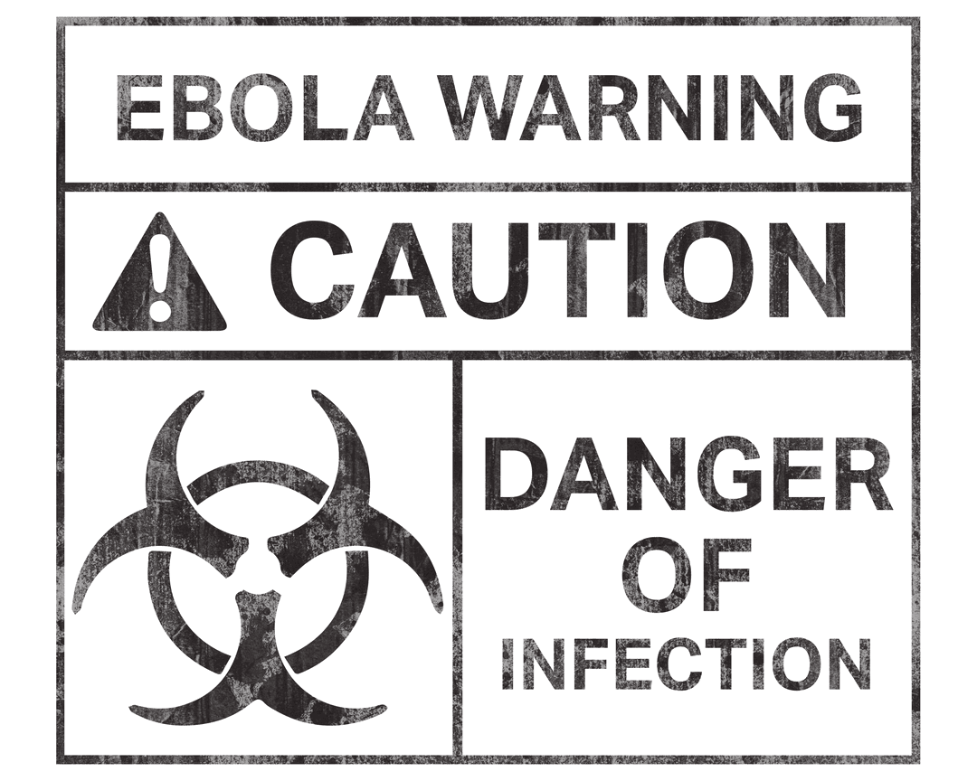 Ebola Warning and Caution Sign on Transparent Background
