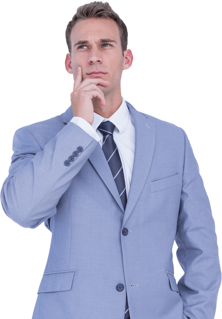 Contemplative Caucasian Businessman Transparent Background