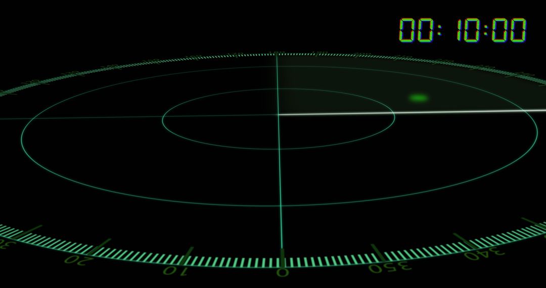 Green Radar Screen Display with Active Digital Timer Overlay