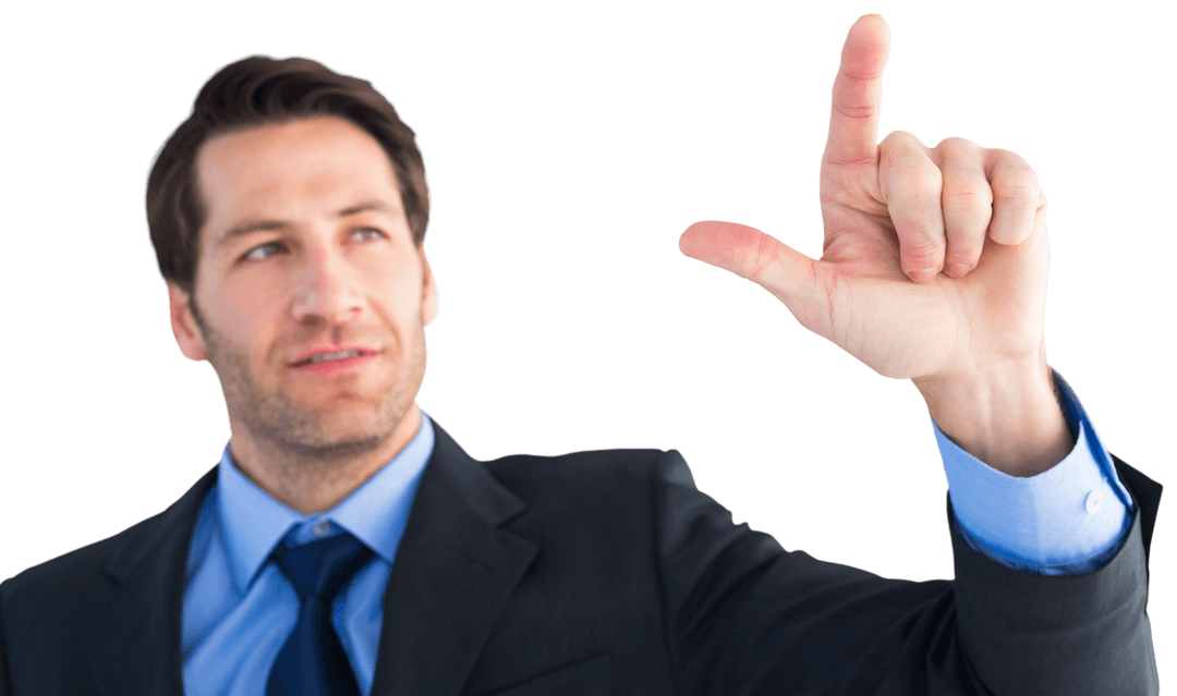 Confident Businessman Pointing Gesturing Transparent Background Image