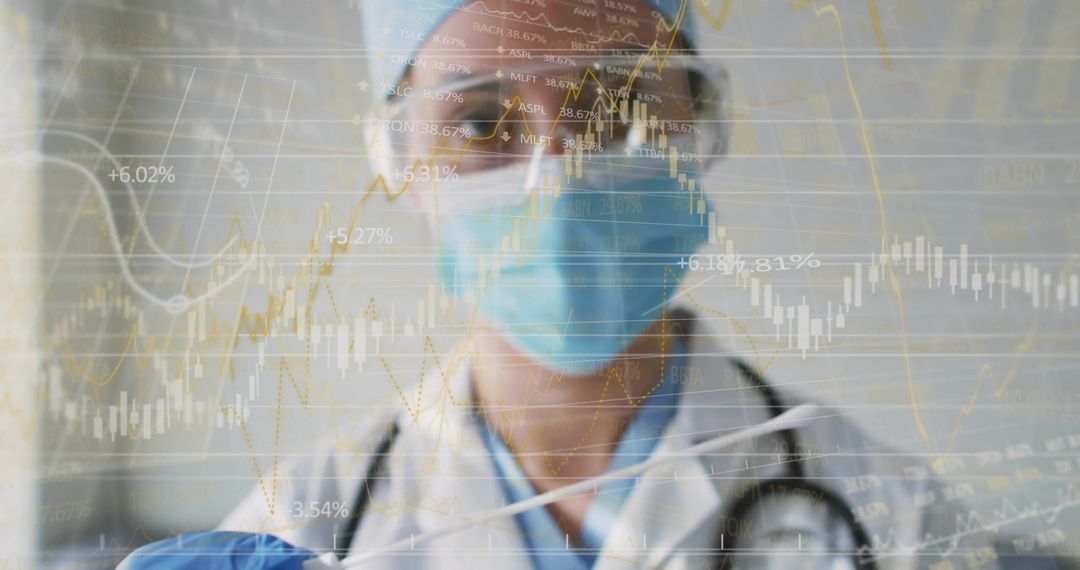 Healthcare Professional Analyzing Financial Data with Stethoscope