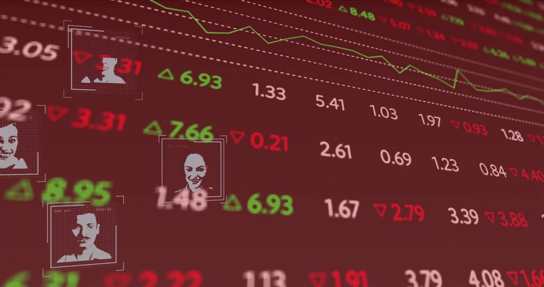 Digital Interface with Face Identities on Stock Market Display