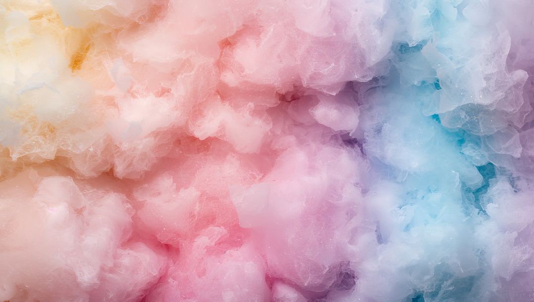Pastel Cotton-Cloud Texture with Sparkling Sugar Crystals Macro Abstract Background