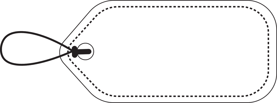 Blank Label Tag with Black String Transparent Background