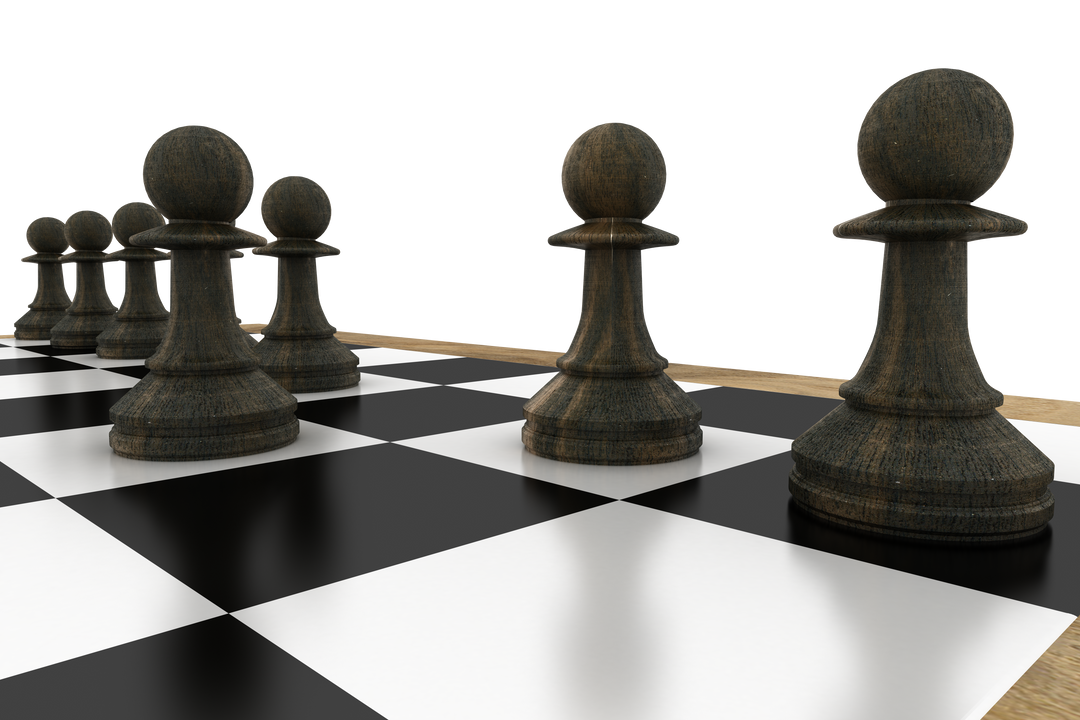 Transparent background with black pawns on chess board perspective - Download Free Stock Images Pikwizard.com