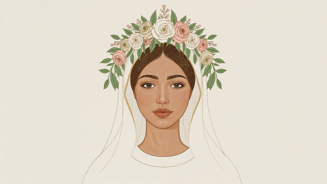 AI-Generated Bride with Rose Wreath Crown and Veil