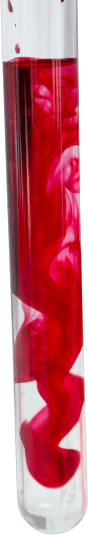 Transparent Test Tube with Red Chemical Mixing Swirl