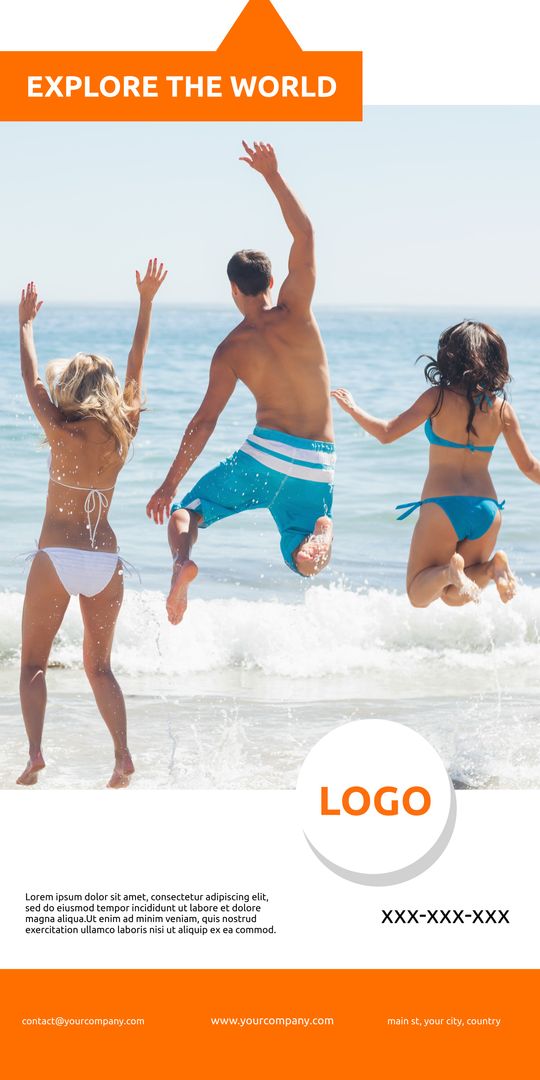 Friends Jumping in Ocean for Ultimate Beach Adventure