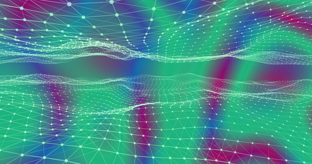 Abstract Digital Network Over Vibrant Gradiant Background