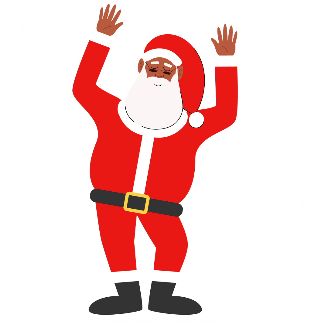 Dancing Santa Claus on Transparent Background with Falling Snowflakes