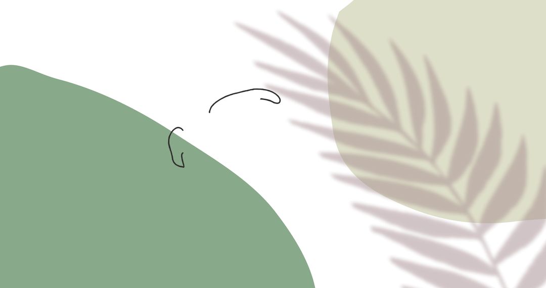 Minimalist Face Drawing with Abstract Green Background and Leaf