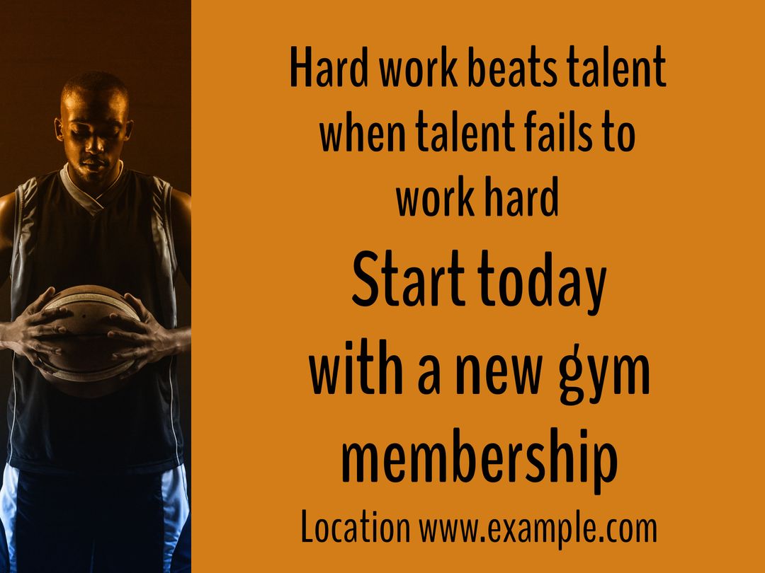Motivational Gym Ad with Focused Basketball Player