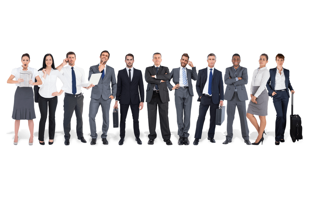 Diverse Group of Businesspeople on Transparent Background