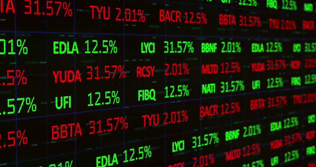 Stock Market Display with Dynamic Data Percentages