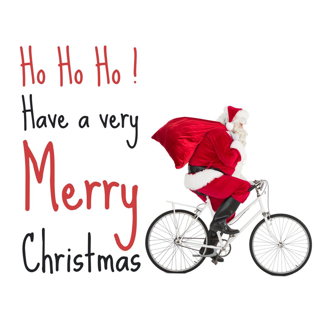 Santa Claus Bicycling with Christmas Cheer