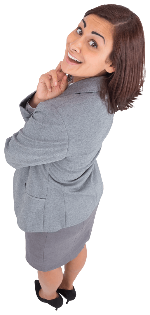 Smiling Caucasian Businesswoman in Formal Attire on Transparent Background
