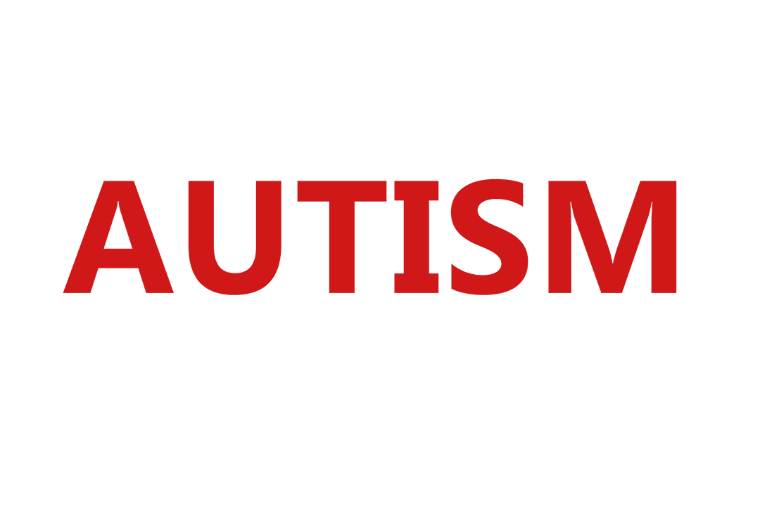 Bold Red Autism Text Transparent Background