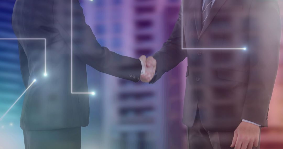 Business Partnership Handshake with Virtual Connections