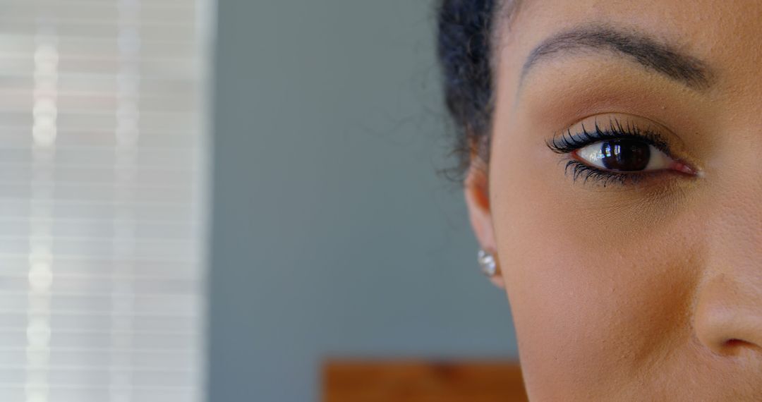 Close Up of Woman's Face Showing Blinking Eye