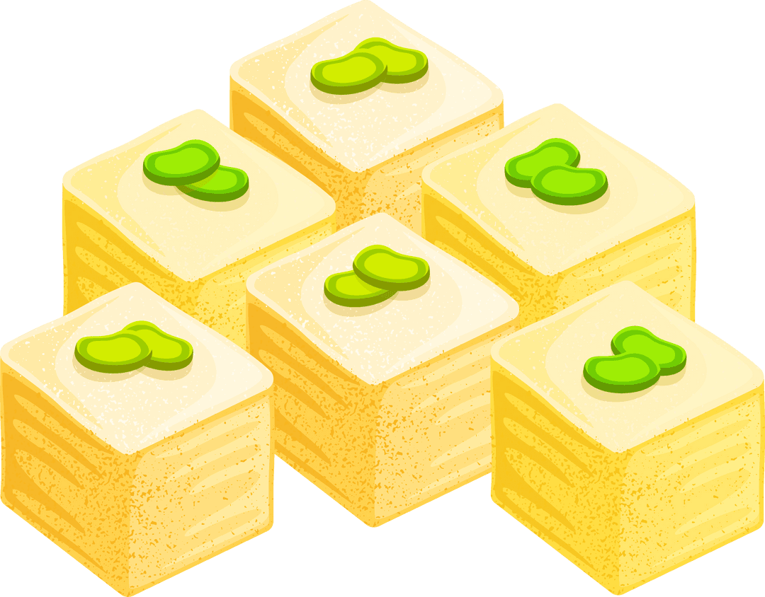 Transparent Japanese Tofu Blocks With Edamame Garnish