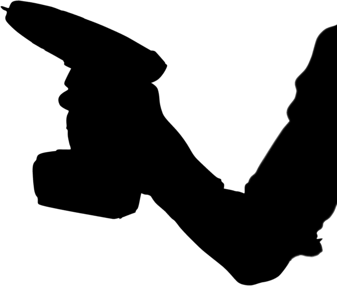 Silhouette of Man with Drill on Transparent Background