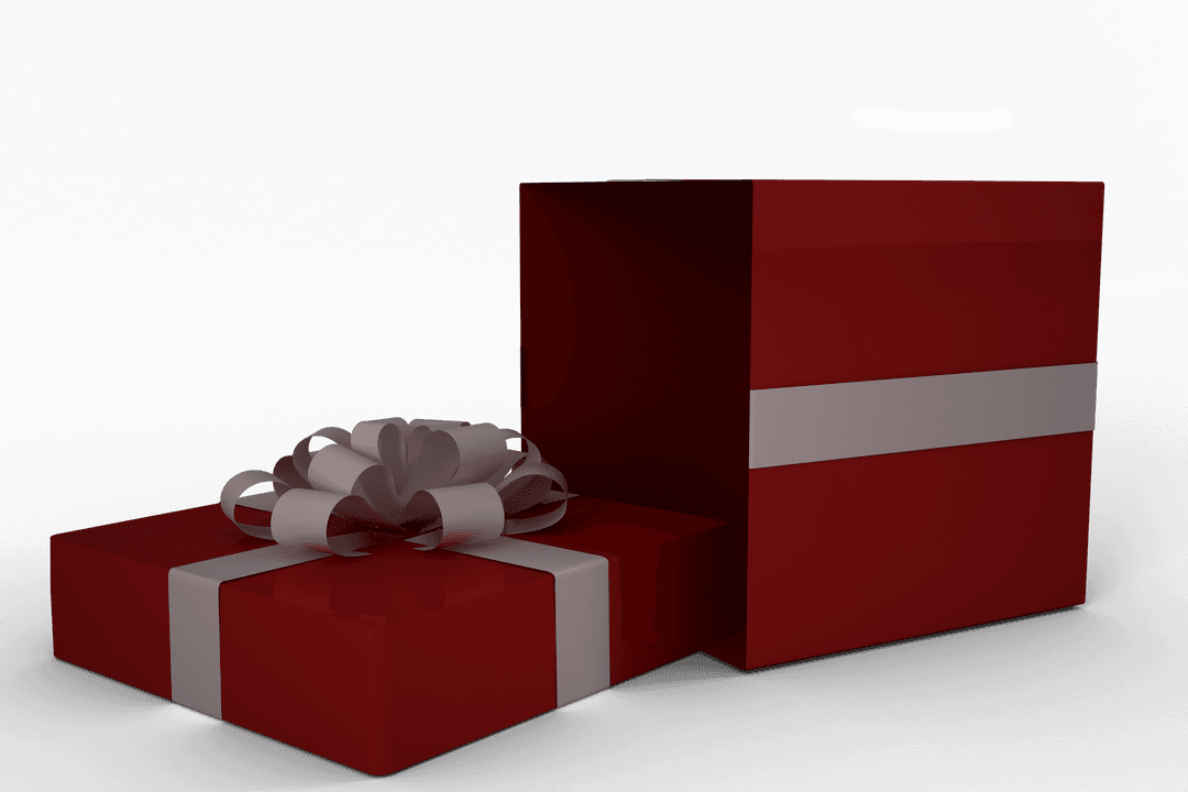 Red Gift Box with White Ribbon Transparent Background