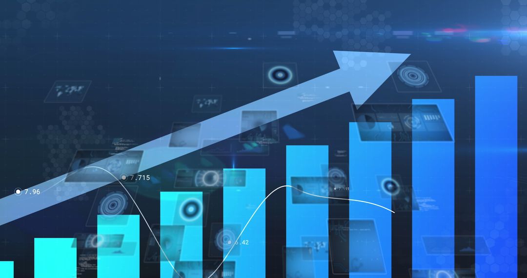Increasing Graph and Arrow with Digital Interface and Data Visualization - Free Images, Stock Photos and Pictures on Pikwizard.com