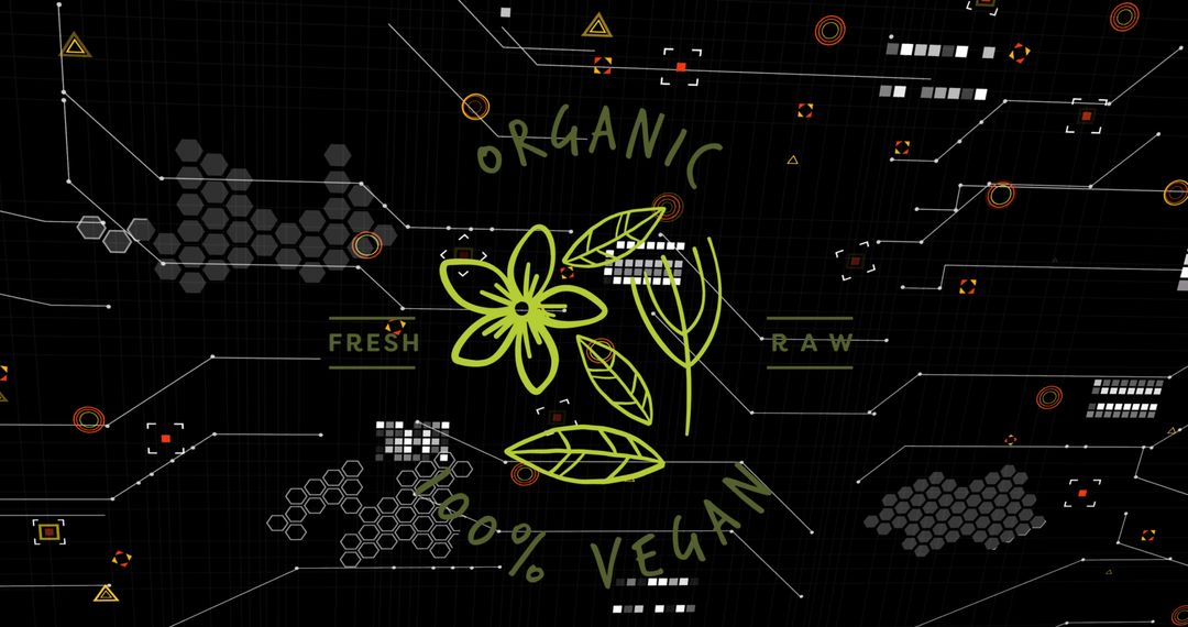 Organic Vegan Symbol with Futuristic Digital Background