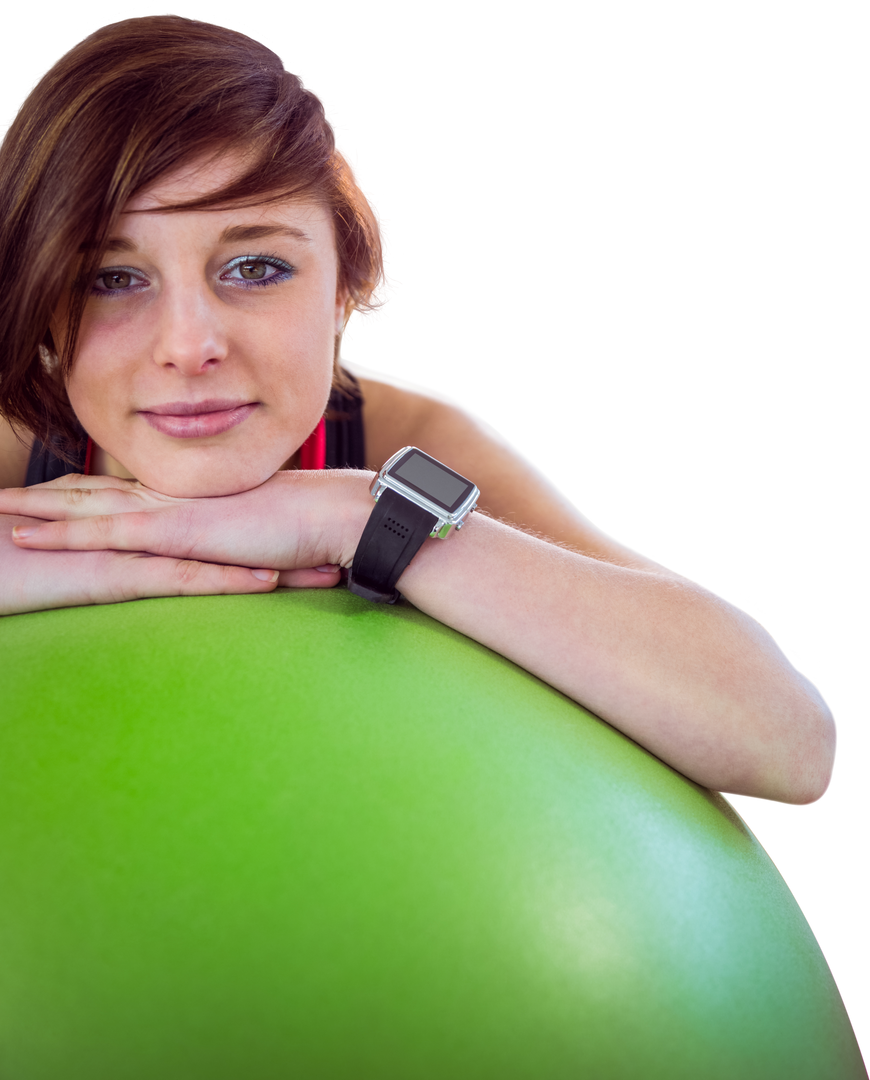 Transparent Portrait of Woman Resting on Green Exercise Ball - Download Free Stock Images Pikwizard.com