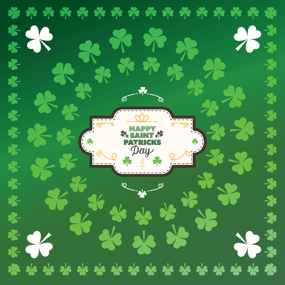 St. Patrick's Day Shamrock Illustration on Transparent Background