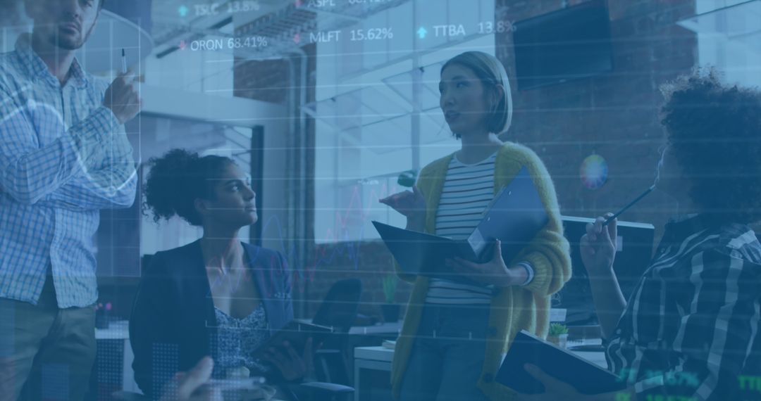 Innovative Team Discussing Financial Data Strategies at Modern Office