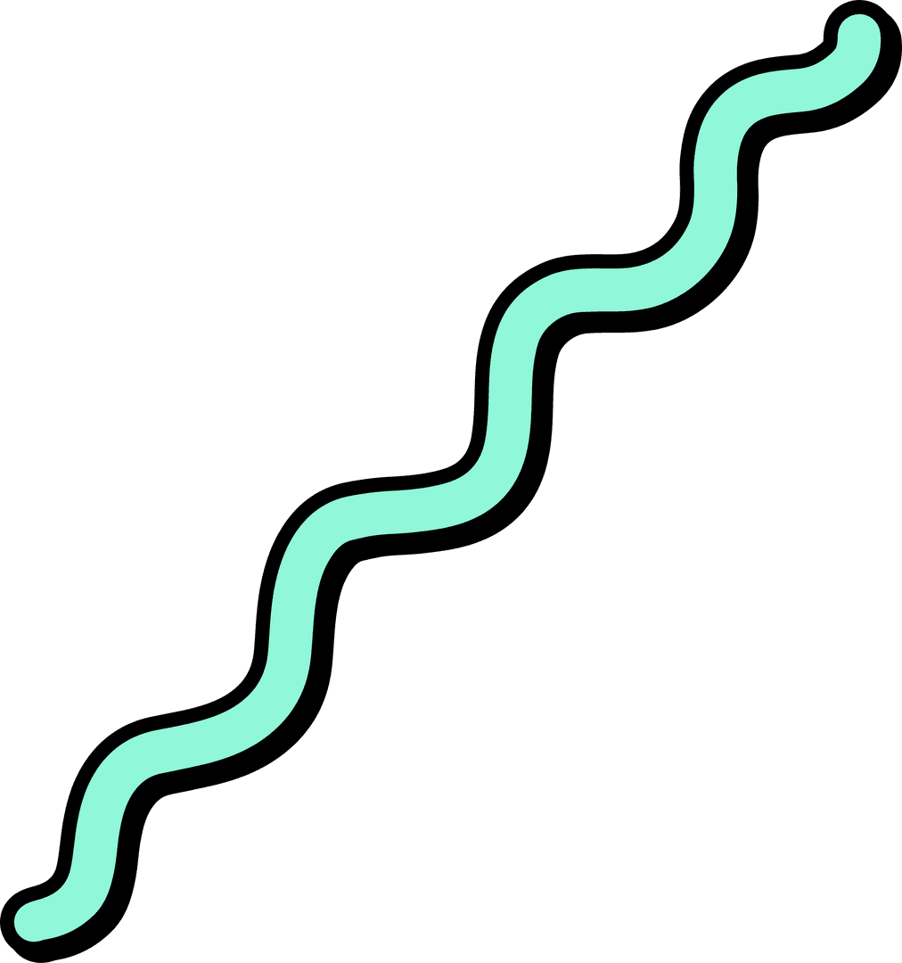 Mint Green Wavy Line Element on Transparent Background
