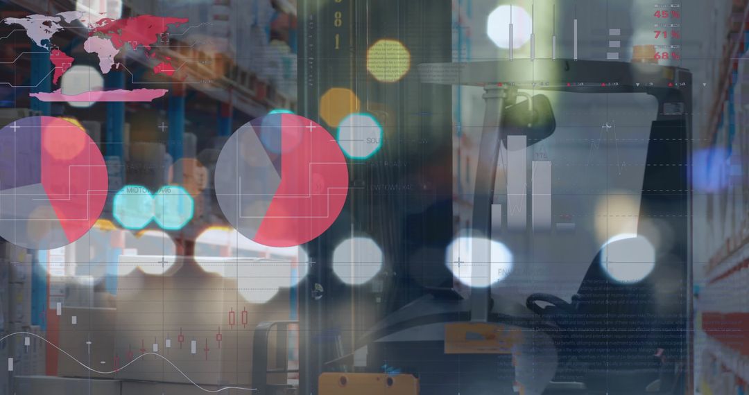 Data Processing Overlay on Turret Truck in Warehouse