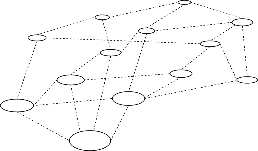 Digital Network Connected Circles on Transparent Background