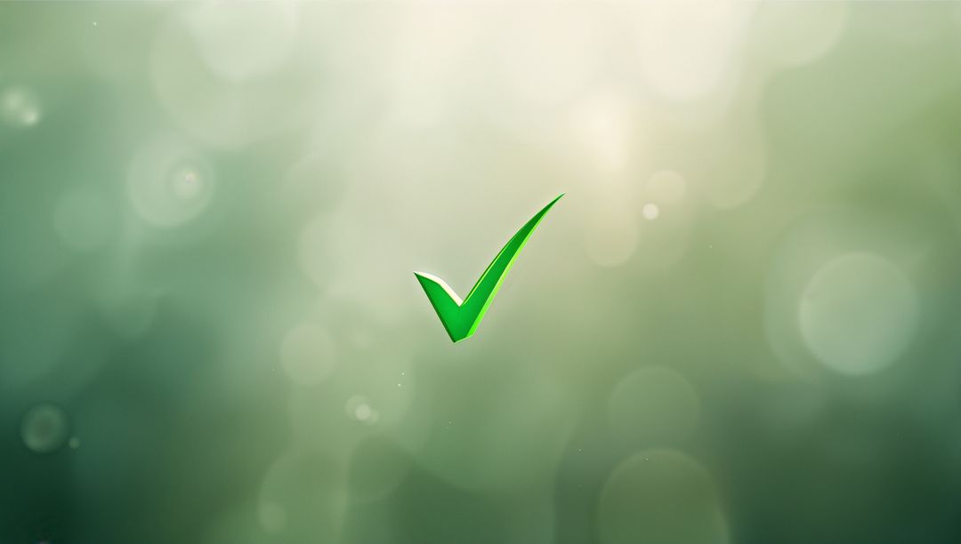 Floating Green Check Mark on Soft-Focus Bokeh Background