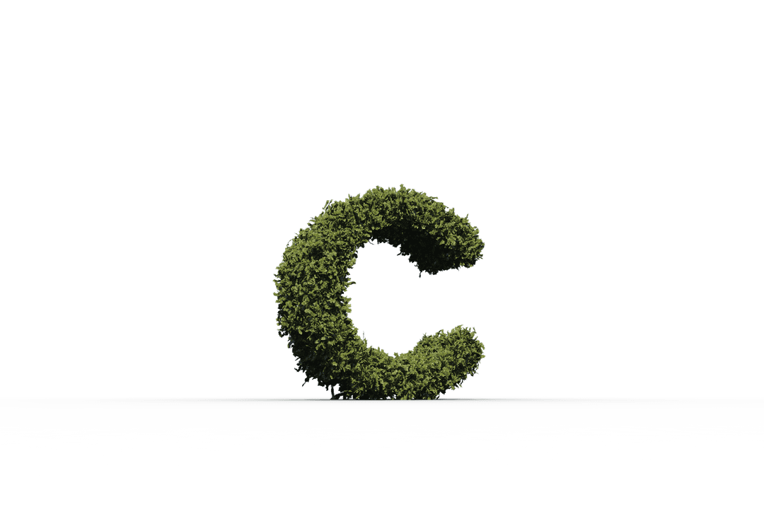 Transparent Letter C Formed with Lush Greenery