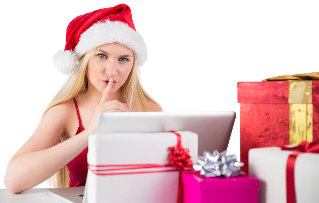 Transparent background festive woman shopping online with holiday gifts - Download Free Stock Images Pikwizard.com