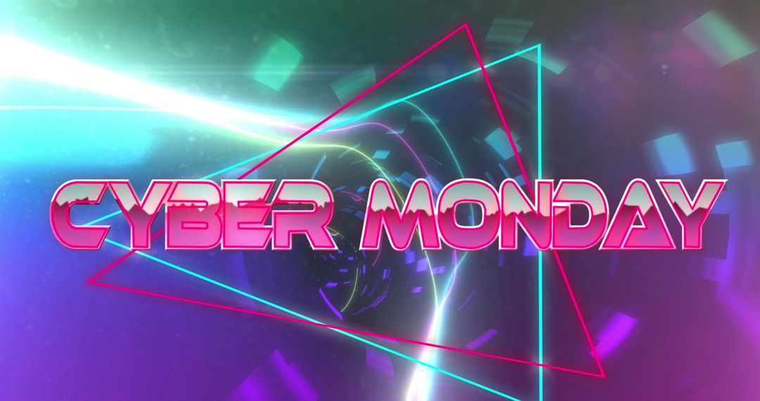 Cyber Monday Neon Glow Promo Design with Digital Graphics