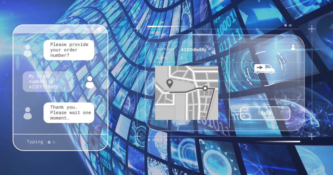 Digital Interface with Chat and Tracking Panels