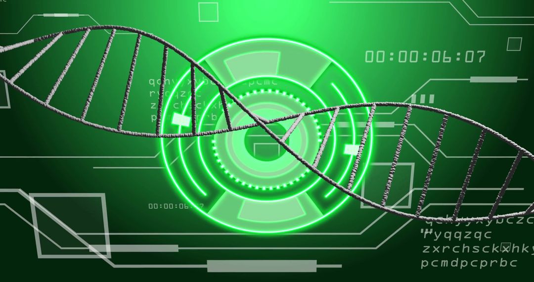 Digital DNA Strand with Futuristic Interface Elements