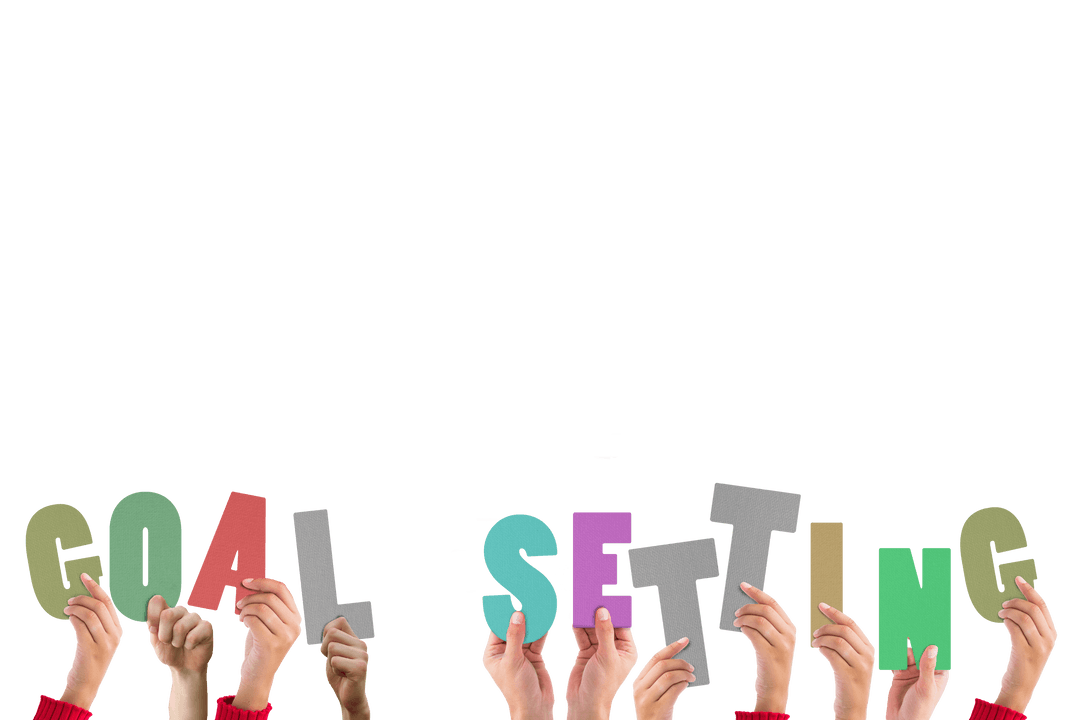 Hands Holding Colorful Letters Spelling Goal Setting Transparent Design