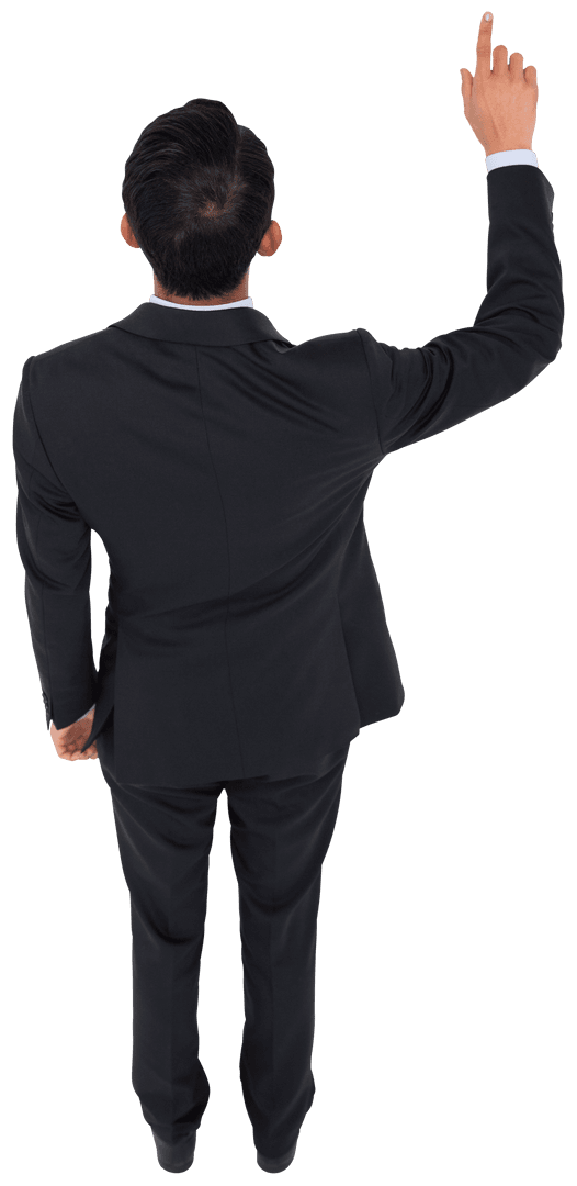Biracial Businessman Pointing Finger Transparent Background