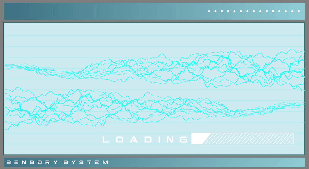 Transparent Loading Screen with Cyan Waves and Progress Bar