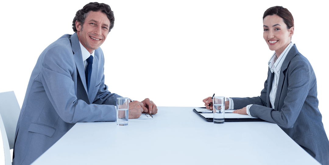 Transparent Confident Business Meeting Between Two Professionals