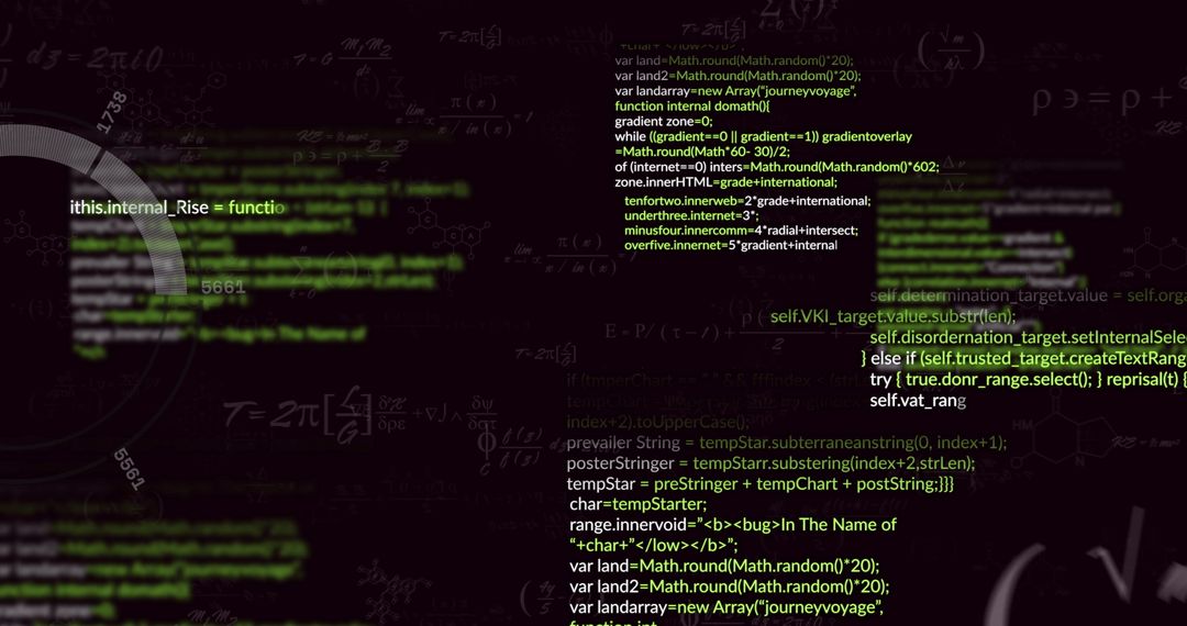 JavaScript Code With Mathematical Overlay on Computer Screen