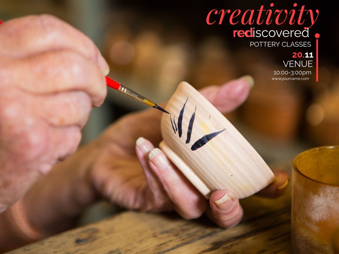 Hands Painting Ceramic Pot, Promoting Art Workshops