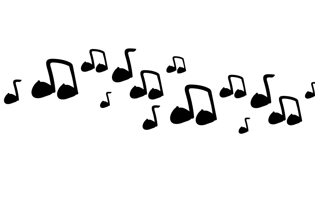 Musical Notes Floating on Transparent Background