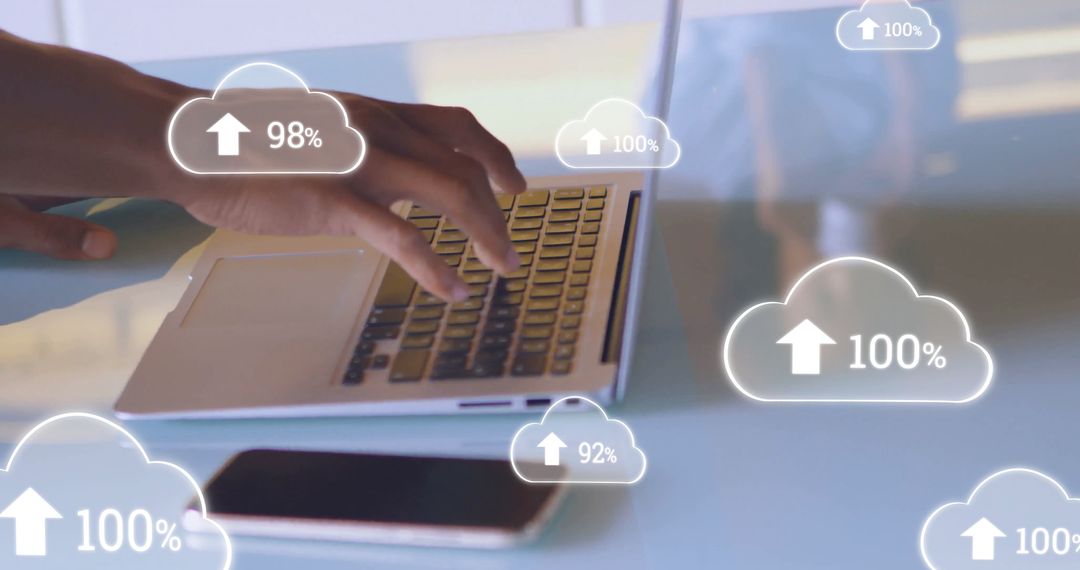 Cloud Data Upload with Laptop Interface in Digital Concept